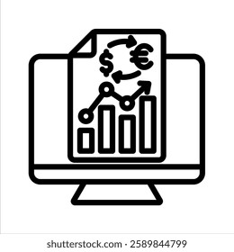 Etf Investing Line Vector Illustration On White Background.