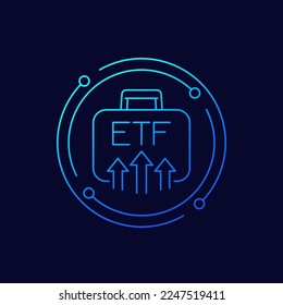 ETF portfolio growth icon, exchange traded funds, linear design