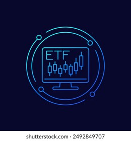 ETF trading icon, exchange traded funds, linear design