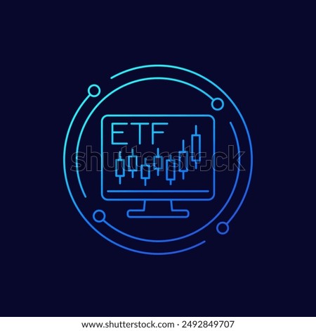 ETF trading icon, exchange traded funds, linear design