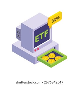 ETF Trading Ilustración vectorial isométrica.
