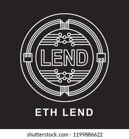 eth lend coin Cryptocurrency  icon with black background
