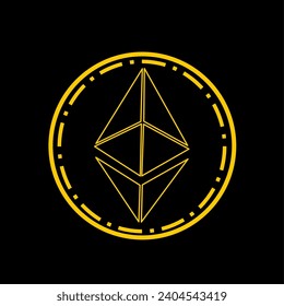 The ETH symbol with gold lines on a black background, suitable for screen printing designs on t-shirts, sweaters, hoodies and jackets.