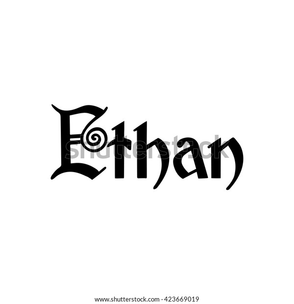 Ethan Handmade Lettering Vector Illustration Logo Stock Vector (Royalty ...