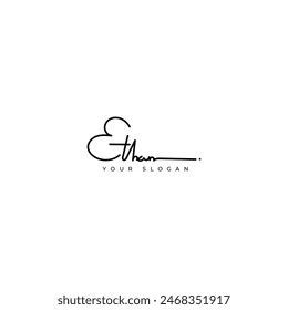 Ethan name signature logo vector design