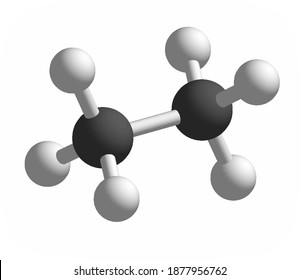 Ethane 3d Molecular Structure Chemistry Organic Compound Isolated On White Background Alkane Hydrocarbons Single Bond Ball Stick Model