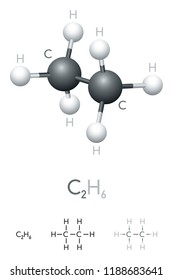 Ethane C2h6 Molecule Model Chemical Formula Stock Vector (Royalty Free ...