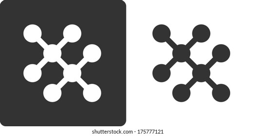 Ethane Hydrocarbon Molecule, Flat Icon Style. Hydrogen And Carbon Atoms Shown As Circles.