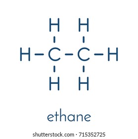 Ethane natural gas component molecule. Skeletal formula.