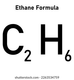 Ethane structure and formula. Organic chemical compound. Vector illustration isolated on white background.