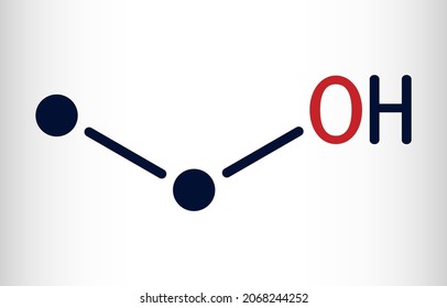 Ethanol, C2H5OH molecule. It is a primary alcohol, an alkyl alcohol. Skeletal chemical formula. Vector illustration