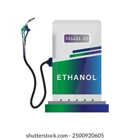 Ethanol Fuel gas pump vector, illustration. Price display with Automatic Shut-off Fuel Nozzle. Alternative fuel.