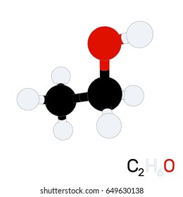 Ethanol model molecule. Isolated on white background. Vector illustration. Flat style.