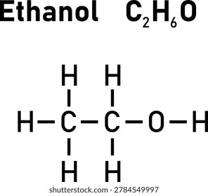 Ethanol Molecular Structure Diagram C2H6O Organic Chemistry Alcohol Compound Educational Illustration