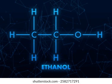 Ethanol Molecular Structure with Glowing Bonds on Dark Background