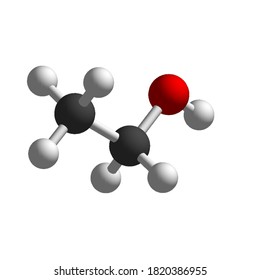 ethanol molecule ball stick model molecular structure isolated on white background chemistry c2h5oh or ch3ch2oh scientific education ethyl alcohol chemical compound carbon hydrogen oxygen single bond