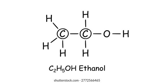 Ethanol Molecule Chemical Structure Diagram C2H5OH Illustration