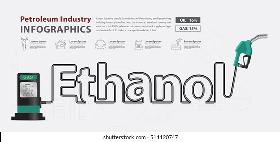 Ethanol typographic pump nozzle creative design, Fuel pump icon, Petrol station sign, vector illustration modern layout template design