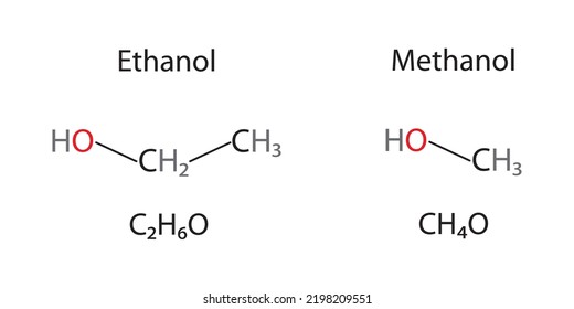 Ethanol Ve Methanol Molecular Models Chemical Stock Vector (Royalty ...