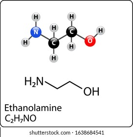 ethanolamine Molecule Structure ball and stick