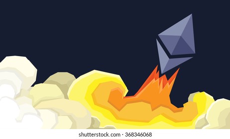Ether launches to the moon. Fast growth. Empty space for text