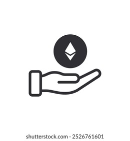 Ether vector icon. Crypto currency symbol. Blockchain secure cryptocurrency. Coin icon. Money symbol. Finance symbol. Cash icon. Currency exchange. Money. Financial operations. Transfer. Ether. Eth. 