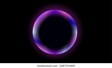 Ethereal 3D bubble circle frame with black copy space background