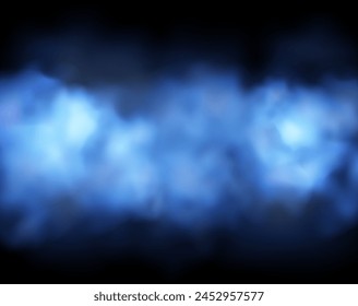 Ethereal blue smoke curls in a mystical dance. Vector background ideal for showcasing enigmatic, magical themes or products.