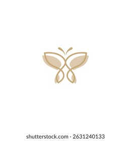 Ethereal butterfly logo in muted gold