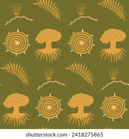 Ethereal Circle Tree Life Seamless Pattern