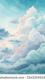 Ethereal clouds blend soft hues in a tranquil sky, evoking a sense of peace and wonder.