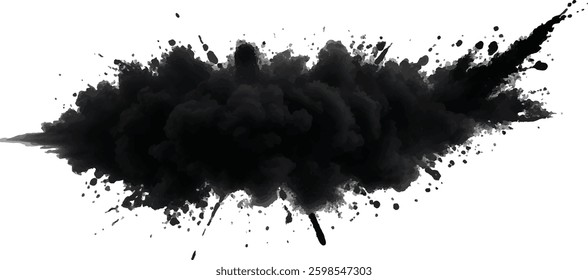 Ethereal and Dramatic Abstract Smoke Burst in Dark Monochrome Tones, Spreading Elegantly 
Across a White Space to Create a Powerful Visual Composition

