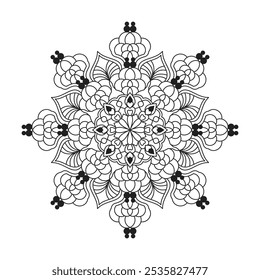 Ethereal Enigma Mandala coloring book page. Easy Mandala Coloring Book Pages for Adults to Relax, Experiences Give Relief. Resizeable Vector File