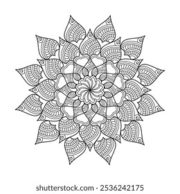 Ethereal Enigma Mandala coloring book page. Easy Mandala Coloring Book Pages for Adults to Relax, Experiences Give Relief. Resizeable Vector File