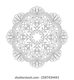 Ethereal Enigma Mandala coloring book page for Kids. Easy Mandala Coloring Book Pages for Adults to Relax, Experiences Give Relief. Resizeable Vector File