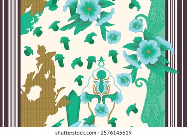 Ethereal floral designs with a geometrical twist for unique wallpapers and creative gift wraps.