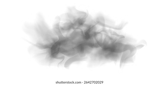 Névoa etérea e neblina PNG com redemoinhos de fumaça suave, neblina transparente e efeito atmosférico sonhador para fundos abstratos.