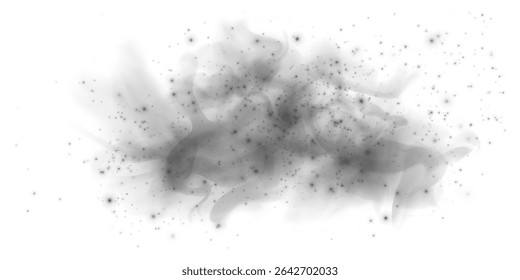 Névoa etérea e neblina PNG com redemoinhos de fumaça suave, neblina transparente e efeito atmosférico sonhador para fundos abstratos.