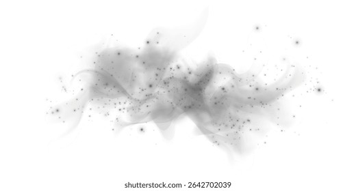 Névoa etérea e neblina PNG com redemoinhos de fumaça suave, neblina transparente e efeito atmosférico sonhador para fundos abstratos.
