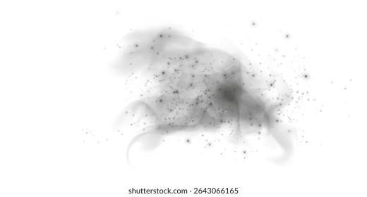 Névoa etérea e neblina PNG com redemoinhos de fumaça suave, neblina transparente e efeito atmosférico sonhador para fundos abstratos.