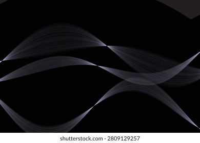 Ethereal monochrome wave patterns on dark gradient background, abstract light