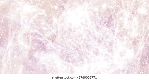 Ethereal nebula background with glowing white stars and soft pastel purple clouds