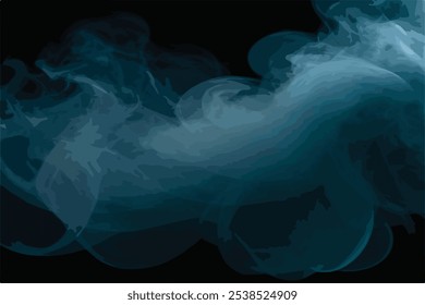 Ethereal Smoke Mist Overlays on Black Background Design Element