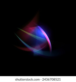 Ethereal vector illustration showcasing a swirl of light flare in rainbow colors, perfect for adding a mystical touch to any creative project.