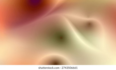 Ethereal Warm Gradient Flow. Vibrant Abstract Liquid Neon Background with Smooth Color Transitions and Ambient Occlusion Effect. Futuristic Deep Space Modern Template for Design Concepts. Luminous Liquid Abstraction. Vector Illustration.