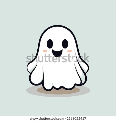 Ethereal White Ghost Logo Vector Illustration, Spooky Spectral Apparition Floating in the Air.