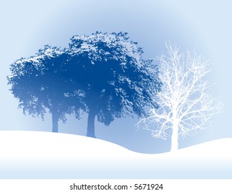An ethereal, winter, Christmas, holiday background in blue