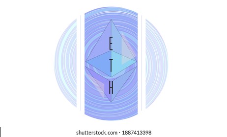 Ethereum 2.0 logo in colorful circle. Purple and cyan gradient.