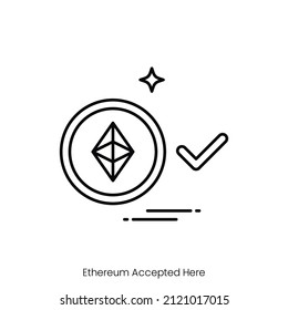 ethereum accepted here icon. Outline style icon design isolated on white background