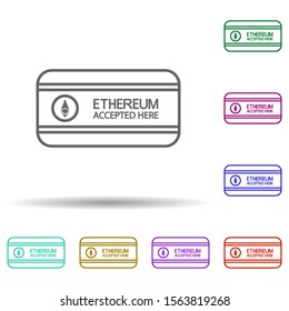 Ethereum accepted here multi color icon. Simple thin line, outline vector of bitcoin blockchain icons for ui and ux, website or mobile application